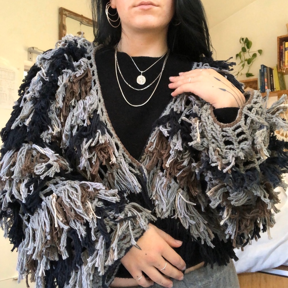 Handmade cropped shag cardigan / jacket